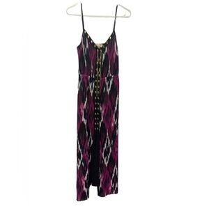 Michael Kors Abstract Design Maxi Dress with gold chains Size Small